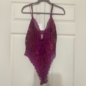 Vintage Victoria's Secret Lace Floral Sheer romantic Bodysuit size large